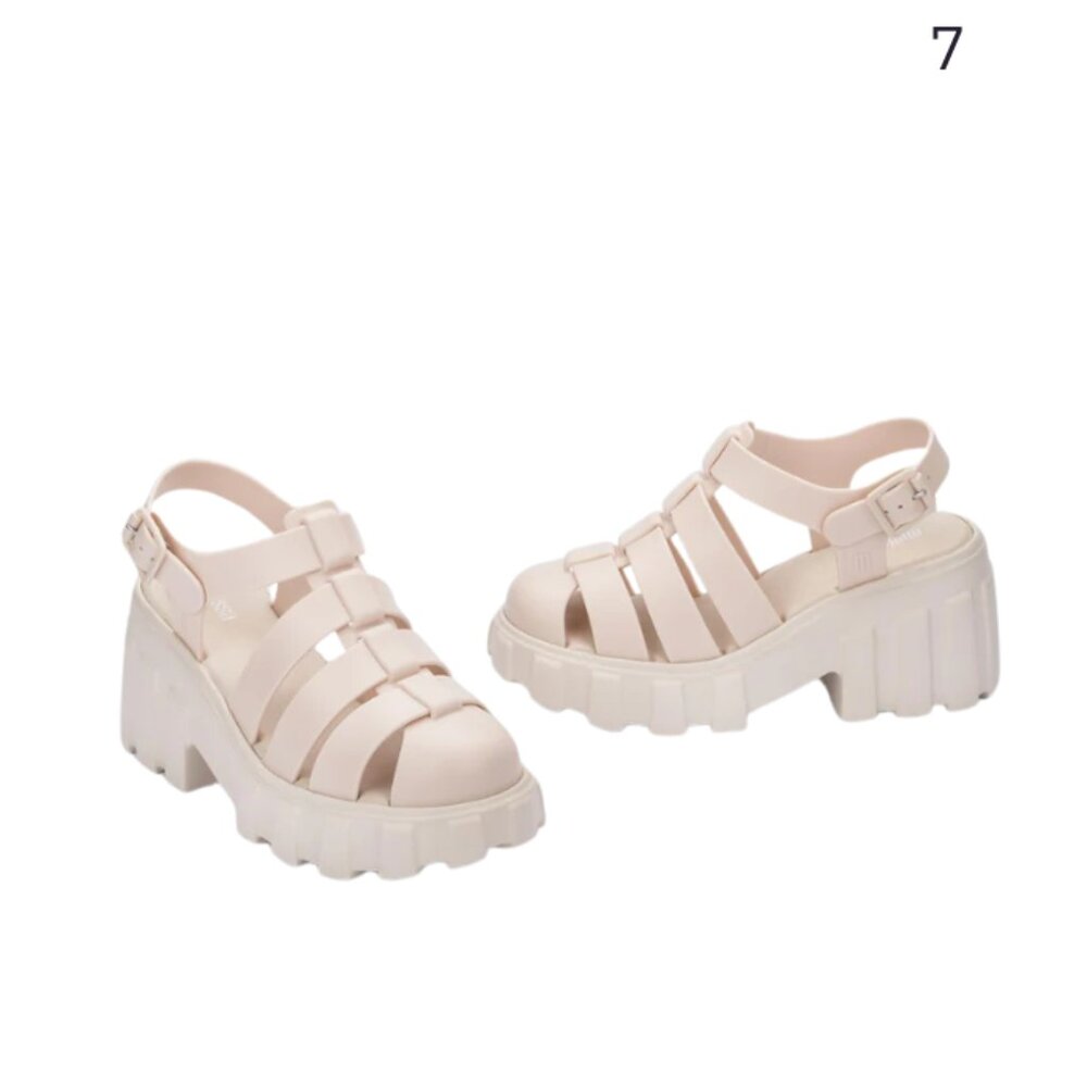 Melissa - Size 7 tan Platform "Megan" Jelly Sandal